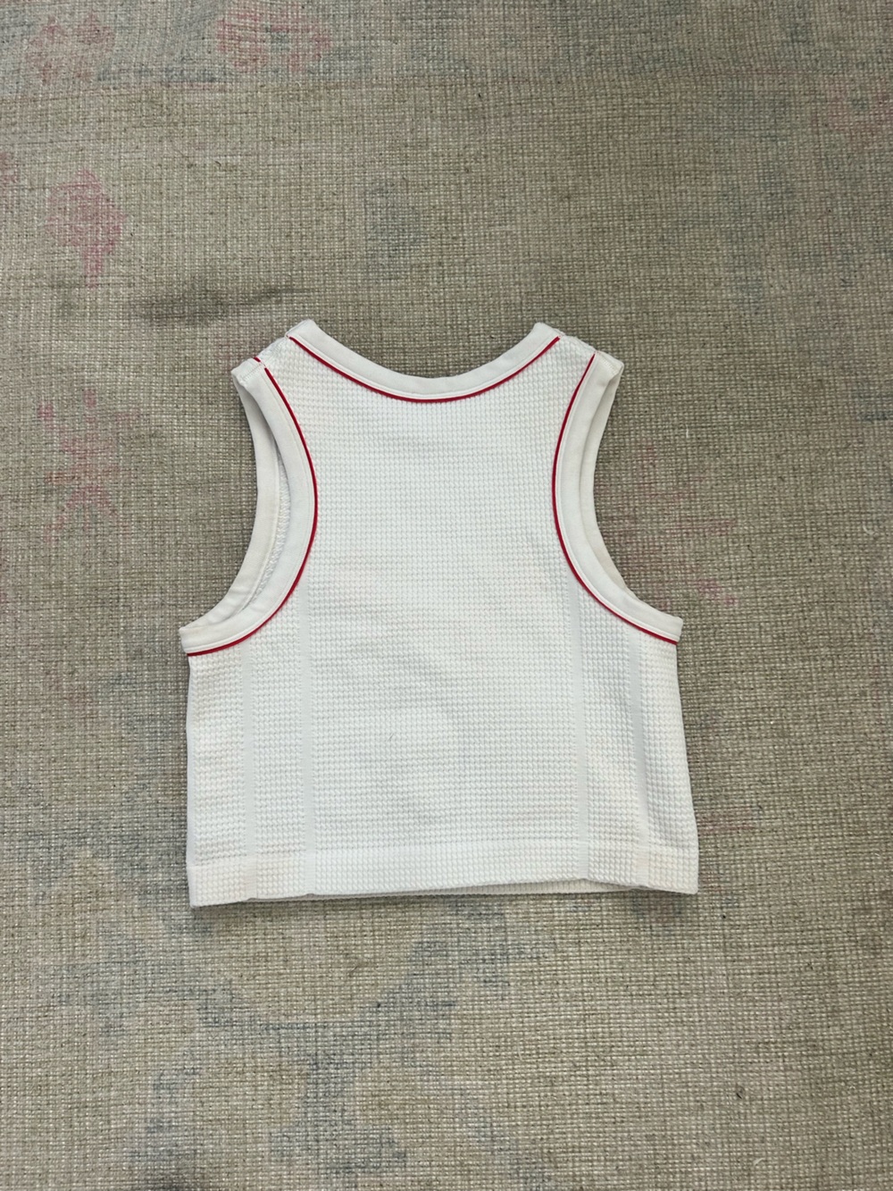 All in motion white tank top with red ribbing - Picture 3 of 3